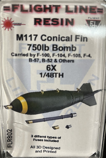 FLR802 1/48 M117 Conical fin 750lb Bomb (6 ea)
