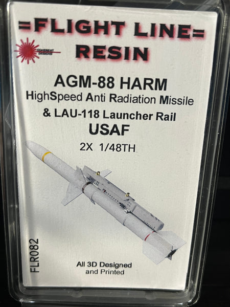 FLR082 1/48 AGM-88 HARM Missile (set of 2) with LAU-118 Rail (USAF)